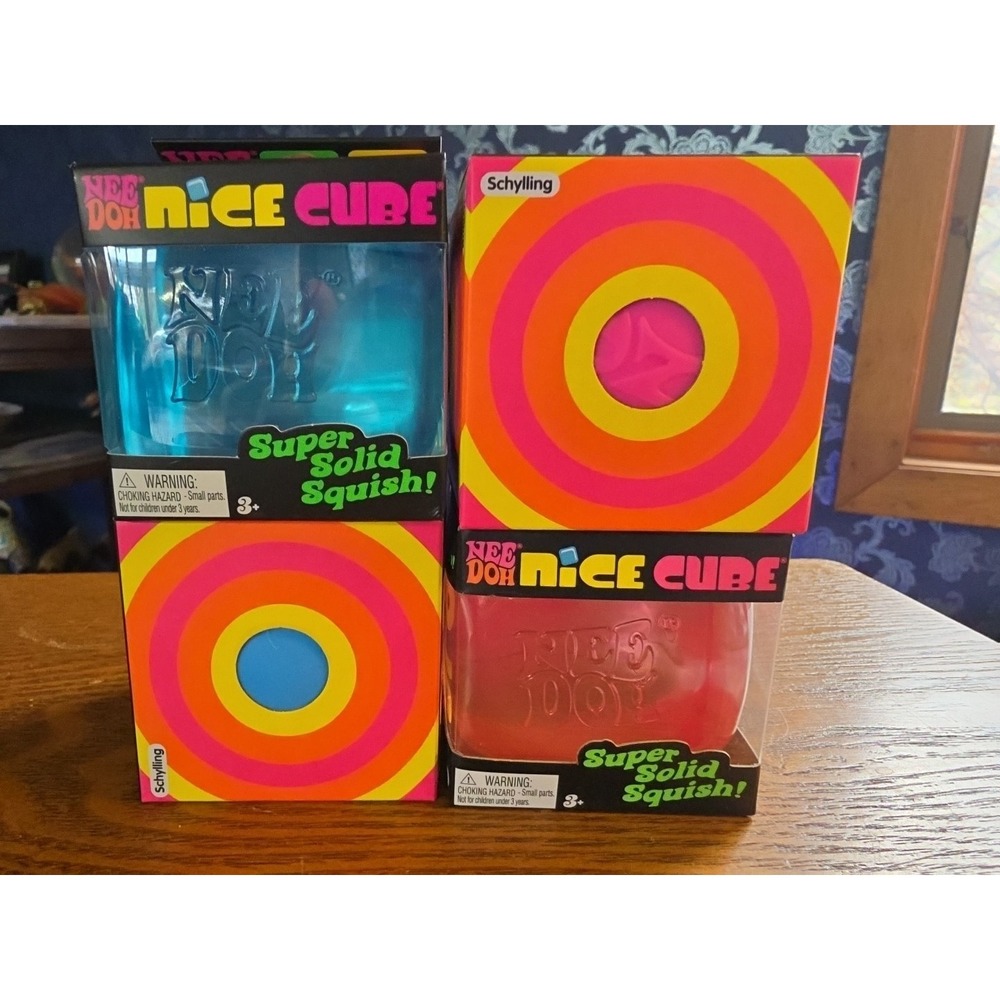Nee Doh 2 Nice Cube & 2 Color  change Complete Lot of 4  -Blue Purple & Pink‎